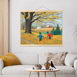 北欧复古乡村风景装饰画客厅餐厅卧室墙壁画电表箱遮挡挂画田园风