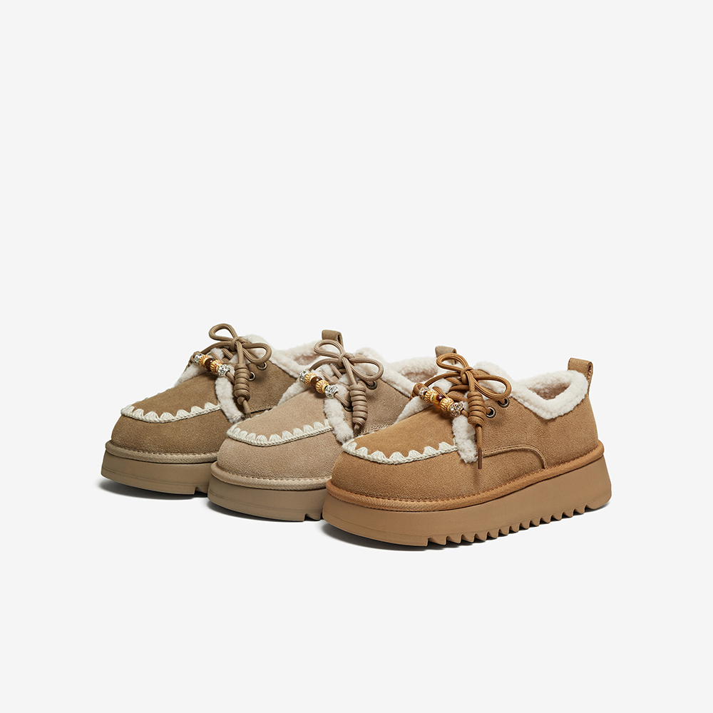 百思图2025冬季新款商场同款毛毛鞋棉鞋时尚休闲女鞋)N8076DM5