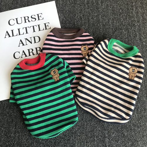 宠物衣服秋冬装小熊条纹三色款