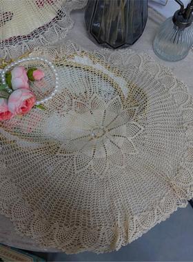 S146 细线钩针圆盖巾本色丝光棉线直径45cm【2片】（有氧化）