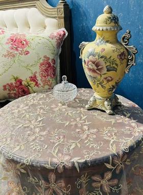 粉色纱绣圆桌布150cm直径圆形方桌圆桌可用重工纱绣氛围感A208