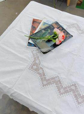 V217 细眼扎目方桌布1.3m白色麻质