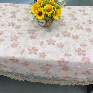 N210 米黄色粉花圆桌布180*180cm