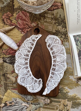 纯手工细线钩针袖口（一对）桃心形款棉质窗帘绑带装饰有氧化A218