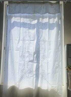 DZ311 刺绣花大窗帘1.6×2.6m白色棉质