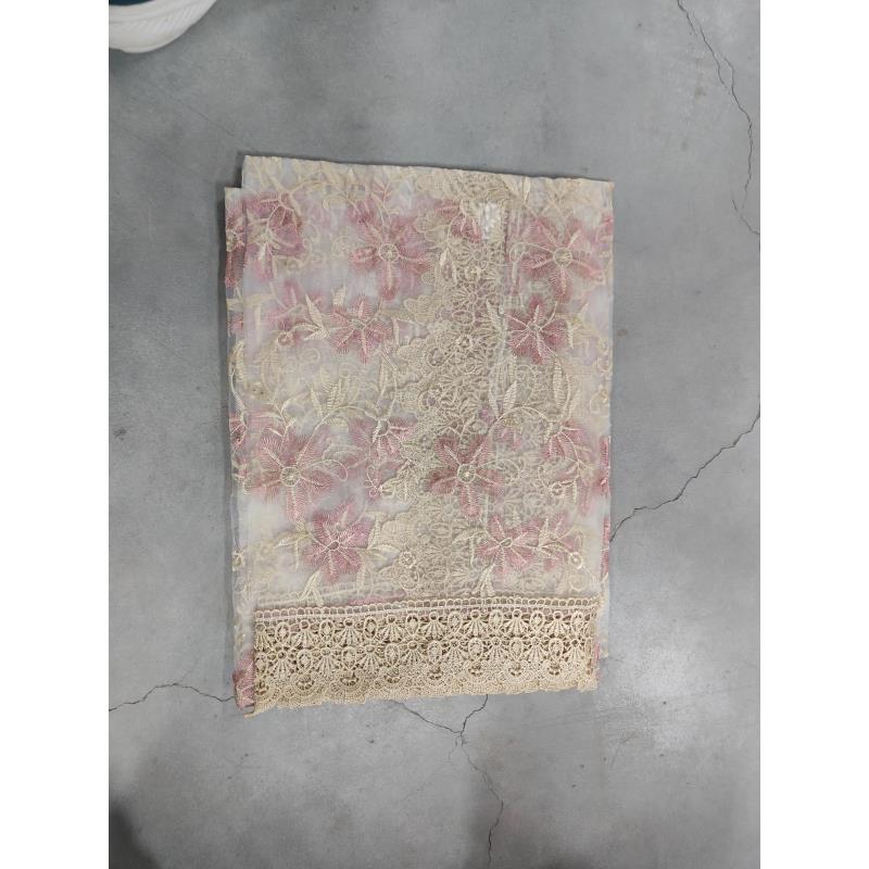 H211米色纱绣长桌布 1.5*2.2m