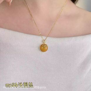 柏拉翡丽S925纯银项链新款高级感轻奢小众蜜蜡锁骨链00051