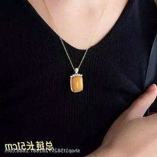 柏拉翡丽S925纯银蜜蜡项链轻奢小众设计高级感锁骨链颈链00097