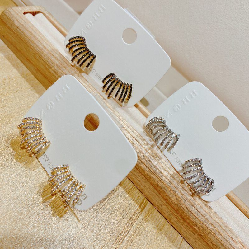 比比卡娜新款甜美网红时尚气质个性夸张韩风满钻不规则耳环3883