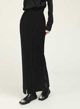 MIA HAH秋季新品女修身显瘦弹力针织羊毛气质优雅长款裹身半身裙