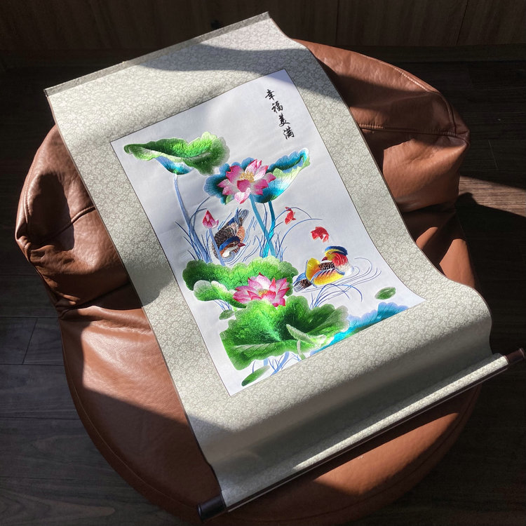 真丝刺绣成品苏绣花开富贵牡丹装饰画软裱现代挂画婚庆节日礼品