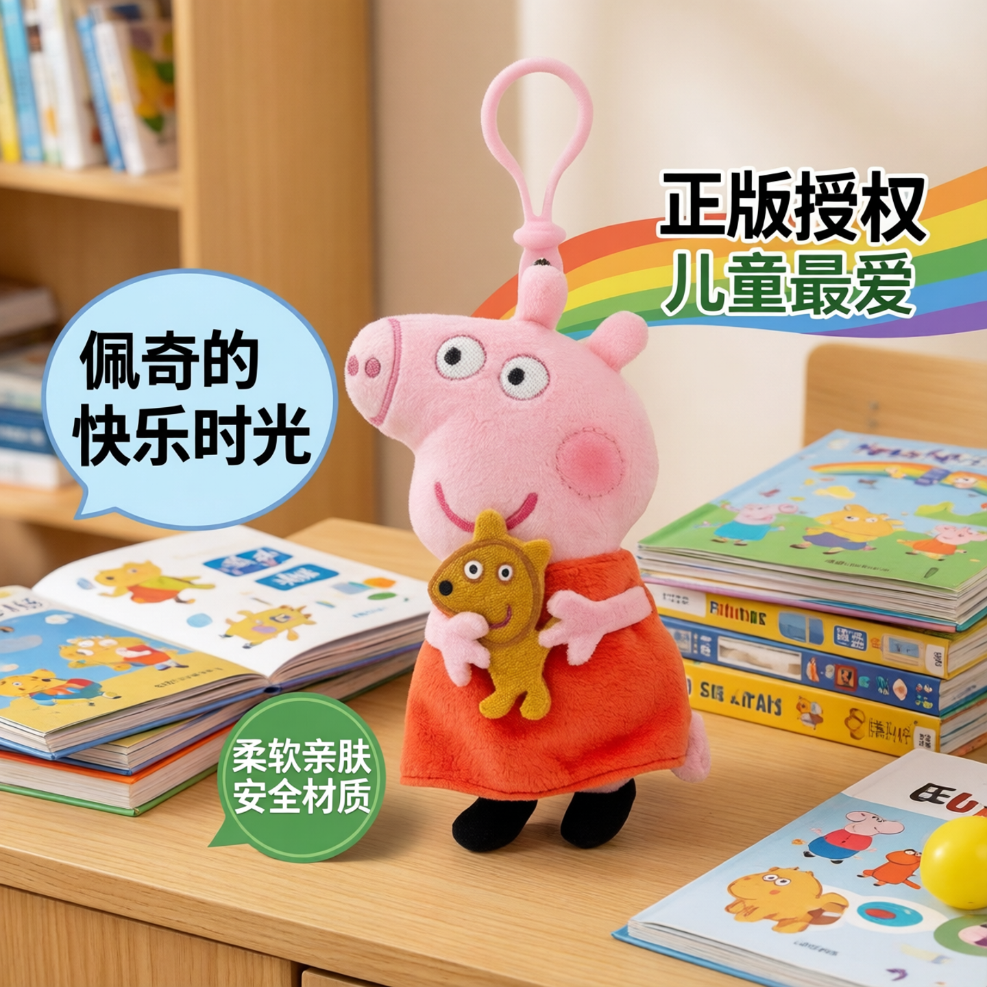 长亿正版佩奇乔治小公仔娃娃书包挂件玩偶钥匙扣佩琪包包挂饰恐龙
