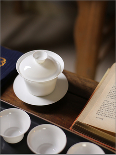 见山阁｜如初｜骨瓷马蹄盖碗潮州功夫茶碗大号超薄泡茶碗茶具单个