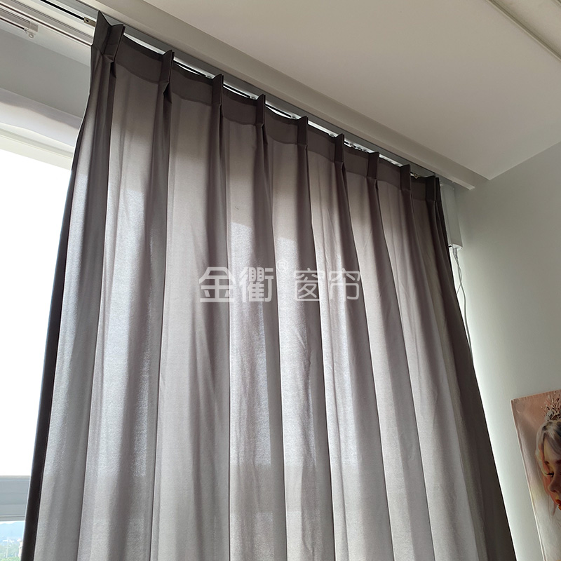 灰色纱帘金衢防晒简约现代不透人