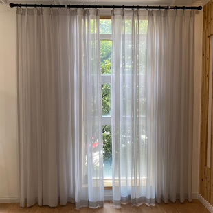 金衢窗帘简约浅灰色透光纱帘柔软半透纱客厅阳台卧室防刮垂坠窗纱