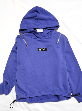 日单春秋新款亲子装时尚百搭连帽肩部拉链后印花长袖棉卫衣26204