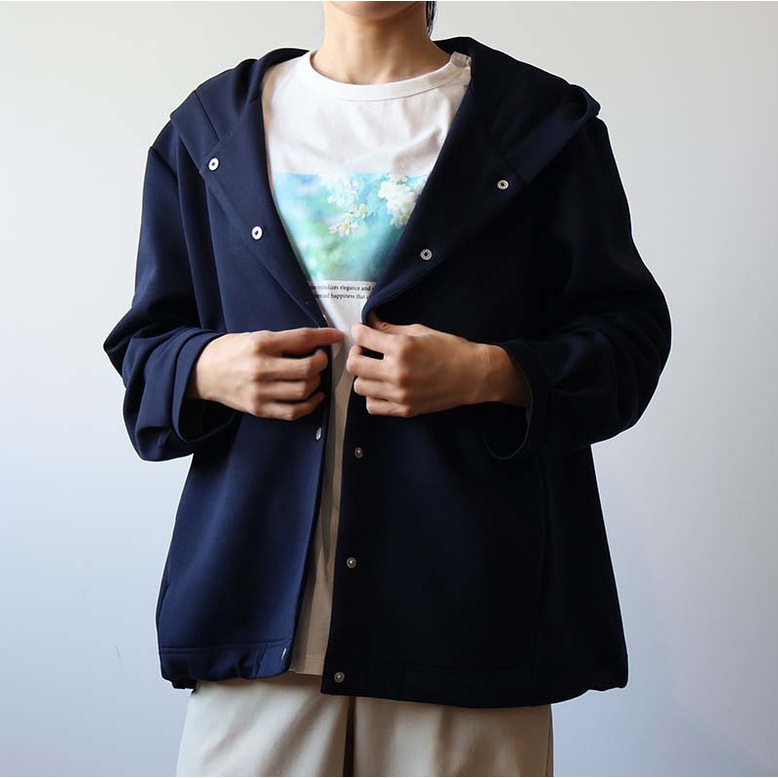 日系简单连帽抽绳长袖夹克外套女