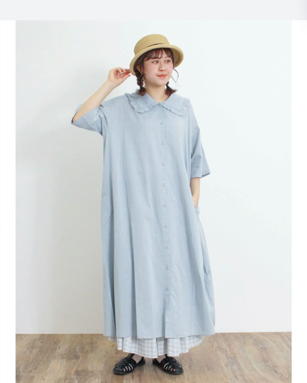 娃娃领纯棉大版袍子连衣裙森系