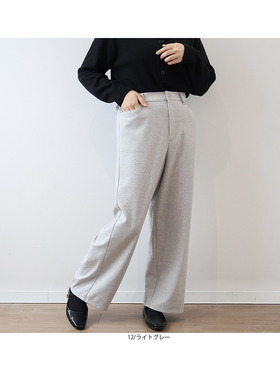 日单品牌大码秋冬新款简约休闲半松紧腰直筒裤呢子休闲裤女31360