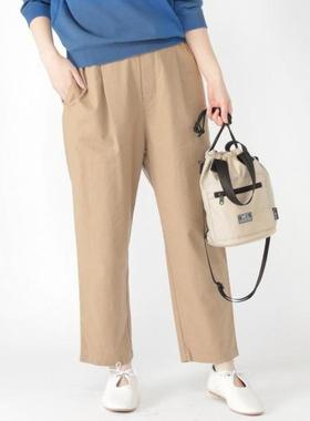 日单品牌春夏新款休闲文艺范百搭松紧腰棉麻锥形裤九分裤女28049