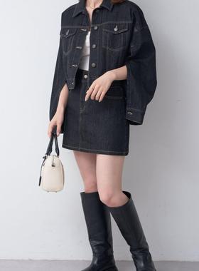 日单品牌CC春秋新款时尚少女感显身材棉牛仔半身裙短裙女27306