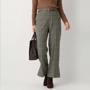 28408 休闲百搭金属扣开叉磨毛微喇叭休闲裤 日单品牌秋冬新款 时尚