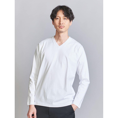 休闲基础百搭V领丝光棉长袖T恤