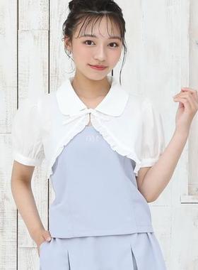 日单亲子装夏季新款清新可调节肩带后背带松紧背心吊带短裤27204