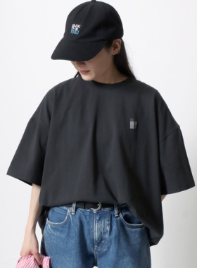 日单品牌春夏新款休闲百搭宽松大版刺绣棉短袖T恤男女上衣25807