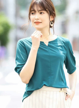 日单夏季简约优雅大方纯色短袖