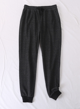 日单春夏新简单休闲百搭松紧腰口袋罗纹束脚棉毛圈卫裤男女25160