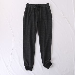日单春夏新简单休闲百搭松紧腰口袋罗纹束脚棉毛圈卫裤 男女25160