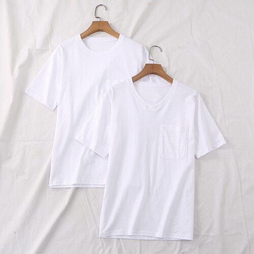 短袖纯色口袋两种领舒服