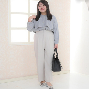 裤 气质百搭OL金属扣半松紧腰直筒西装 29093 品牌春秋新款 日单大码