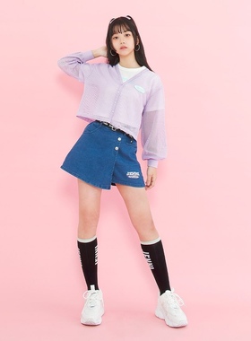 日单春夏新款童装年轻活力感网眼镂空贴布罗纹无扣开衫外套24319