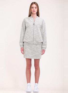 欧美单秋冬新款亲子装亮丝夹克外套+半身裙休闲时尚套装女27473