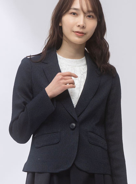 日单品牌春季新品气质百搭OL一粒扣翻盖口袋长袖西装外套28092