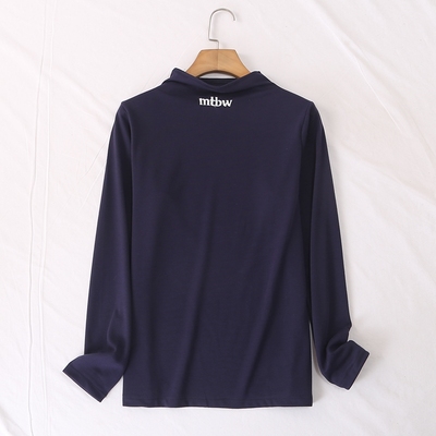 重工字母刺绣长袖速干打底衫女