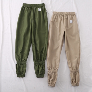 防蚊裤 日单春夏新款 裤 工装 女21211 简单松紧腰束脚防泼水薄休闲裤