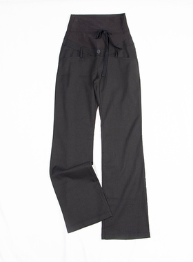 春秋新款孕妇裤简单纯色高腰拼接托腹系带西装裤托腹长裤女12873