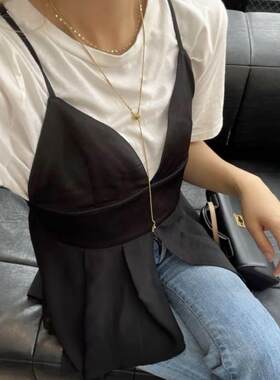 日单春夏甜美好看雪纺吊带衫女
