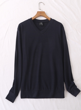 日单春秋新款简约休闲百搭鸡心领收口长袖卫衣打底衫男女23734