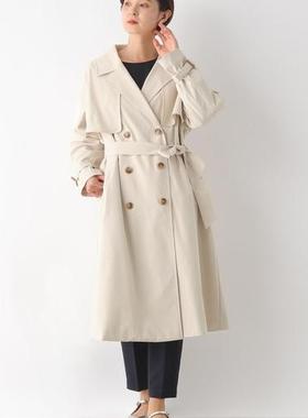 日单品牌LP春秋新款气质OL西装领双排扣后开叉中长款风衣28351