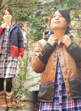 日单秋冬新款时尚休闲文艺范拼色织带装饰轻薄款棉衣外套女24530