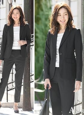 日单春秋气质OL西装领长袖一粒扣翻盖口袋西装+两侧口袋长裤24680