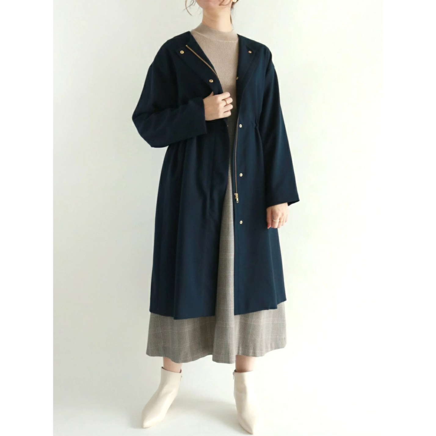 日单品牌techi秋冬新款简约显气质优雅百搭圆领中长风衣外套31957,女装/女士精品,短外套,淘宝优惠券,粉丝福利购,淘宝优惠卷