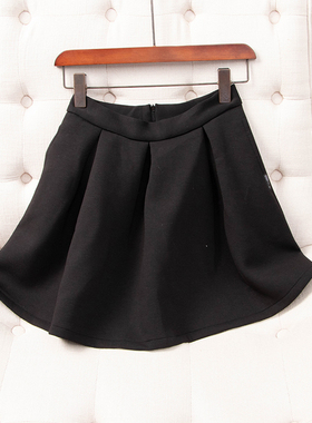 日单原单秋冬新款时尚高腰百搭显瘦A字拉链太空棉半身裙短裙14195