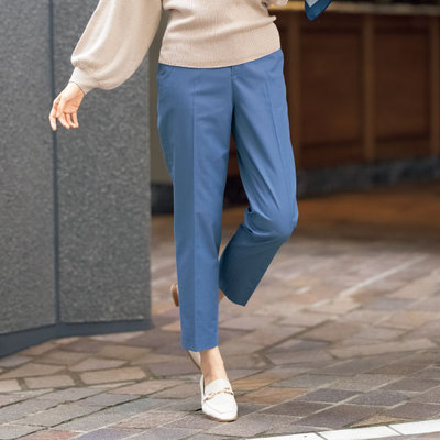 百搭半松紧腰直筒裤休闲裤九分裤