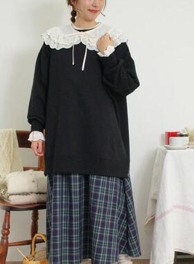 日单S*M2秋早春新款时尚休闲宽松百搭罗纹圆领开叉薄绒卫衣28691