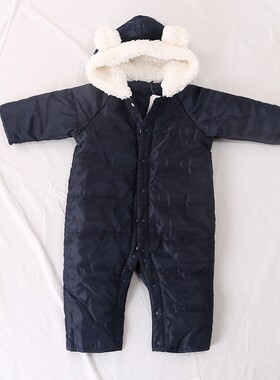 可爱熊耳朵连体衣棉衣爬爬服